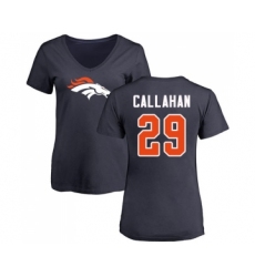 Football Women's Denver Broncos #29 Bryce Callahan Navy Blue Name & Number Logo T-Shirt