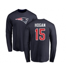 Football New England Patriots #15 Chris Hogan Navy Blue Name & Number Logo Long Sleeve T-Shirt