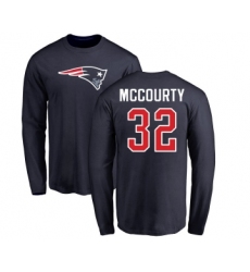 Football New England Patriots #32 Devin McCourty Navy Blue Name & Number Logo Long Sleeve T-Shirt