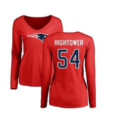 Football Women's New England Patriots #54 Dont'a Hightower Red Name & Number Logo Slim Fit Long Sleeve T-Shirt