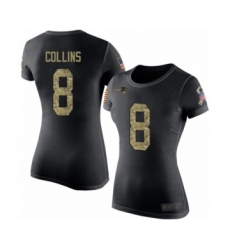 Football Women's New England Patriots #8 Jamie Collins Black Camo Salute to Service T-Shirt