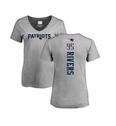 Football Women's New England Patriots #95 Derek Rivers Ash Backer V-Neck T-Shirt