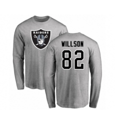 Football Oakland Raiders #82 Luke Willson Ash Name & Number Logo Long Sleeve T-Shirt