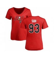 Football Women's Tampa Bay Buccaneers #93 Ndamukong Suh Red Name & Number Logo T-Shirt