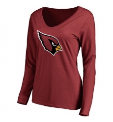 NFL Women Arizona Cardinals Pro Line Maroon Primary Team Logo Slim Fit Long Sleeve T-Shirt