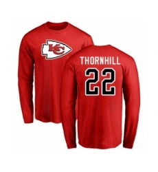 Football Kansas City Chiefs #22 Juan Thornhill Red Name & Number Logo Long Sleeve T-Shirt