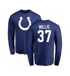 Football Indianapolis Colts #37 Khari Willis Royal Blue Name & Number Logo Long Sleeve T-Shirt
