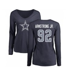 Football Women's Dallas Cowboys #92 Dorance Armstrong Jr. Navy Blue Name & Number Logo Slim Fit Long Sleeve T-Shirt