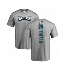 Philadelphia Eagles #24 Jordan Howard Ash Backer T-Shirt