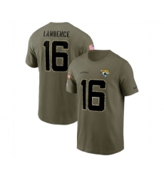 Men's Jacksonville Jaguars #16 Trevor Lawrence 2022 Olive Salute to Service T-Shirt