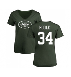 Football Women's New York Jets #34 Brian Poole Green Name & Number Logo T-Shirt