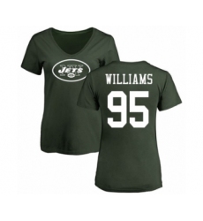 Football Women's New York Jets #95 Quinnen Williams Green Name & Number Logo T-Shirt