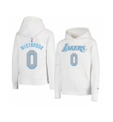 Men's Los Angeles Lakers #0 Russell Westbrook 2021 White Pullover Basketball Hoodie