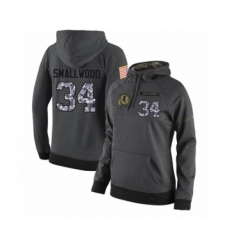 Football Women's Washington Redskins #34 Wendell Smallwood Stitched Black Anthracite Salute to Service Player Performance Hoodie