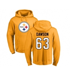 Football Pittsburgh Steelers #63 Dermontti Dawson Gold Name & Number Logo Pullover Hoodie
