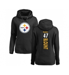 Football Women's Pittsburgh Steelers #47 Mel Blount Black Backer Pullover Hoodie