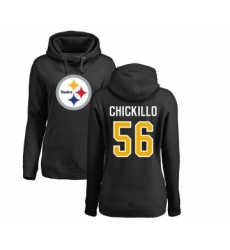 Football Women's Pittsburgh Steelers #56 Anthony Chickillo Black Name & Number Logo Pullover Hoodie