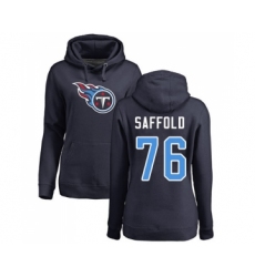 Football Women's Tennessee Titans #76 Rodger Saffold Navy Blue Name & Number Logo Pullover Hoodie