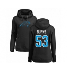 Football Women's Carolina Panthers #53 Brian Burns Black Name & Number Logo Pullover Hoodie