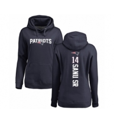 Football Women's New England Patriots #14 Mohamed Sanu Sr Navy Blue Backer Pullover Hoodie
