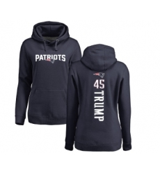 Football Women's New England Patriots #45 Donald Trump Navy Blue Backer Pullover Hoodie