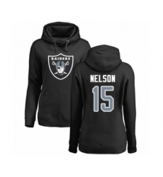 Football Women's Oakland Raiders #15 J. Nelson Black Name & Number Logo Pullover Hoodie