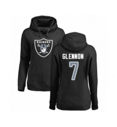 Football Women's Oakland Raiders #7 Mike Glennon Black Name & Number Logo Pullover Hoodie