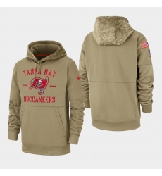 Men's Tampa Bay Buccaneers Tan 2019 Salute to Service Sideline Therma Pullover Hoodie