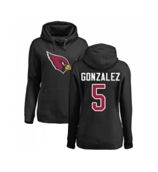 Football Women's Arizona Cardinals #5 Zane Gonzalez Black Name & Number Logo Pullover Hoodie
