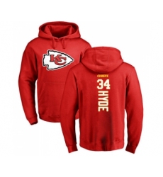 Football Kansas City Chiefs #34 Carlos Hyde Red Backer Pullover Hoodie