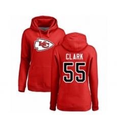 Football Women's Kansas City Chiefs #55 Frank Clark Red Name & Number Logo Pullover Hoodie
