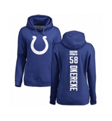 Football Women's Indianapolis Colts #58 Bobby Okereke Royal Blue Backer Pullover Hoodie