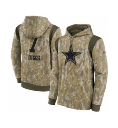 Men's Dallas Cowboys #7 Trevon Diggs Camo 2021 Salute To Service Therma Performance Pullover Football Hoodie