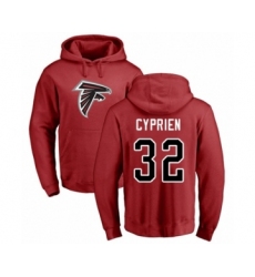 Football Atlanta Falcons #32 Johnathan Cyprien Red Name & Number Logo Pullover Hoodie