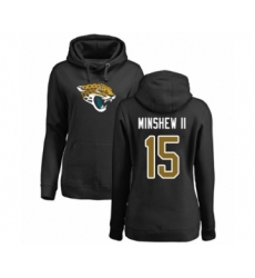 Football Women's Jacksonville Jaguars #15 Gardner Minshew II Black Name & Number Logo Pullover Hoodie