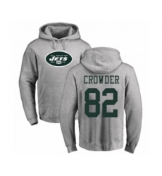 Football New York Jets #82 Jamison Crowder Ash Name & Number Logo Pullover Hoodie