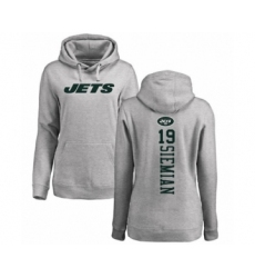 Football Women's New York Jets #19 Trevor Siemian Ash Backer Pullover Hoodie