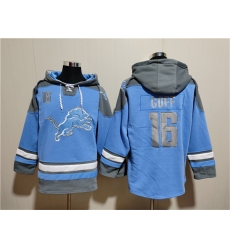 Men's Detroit Lions #16 Jared Goff Blue Ageless Must-Have Lace-Up Pullover Hoodie