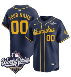 Men's Milwaukee Brewers ACTIVE PLAYER Custom Navy 2026 World Series Alternate Limited Stitched Baseball Jersey