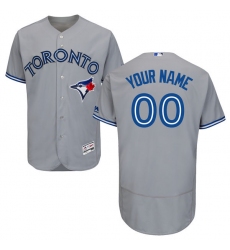 Men's Majestic Toronto Blue Jays Customized Grey Road Flex Base Authentic Collection MLB Jersey
