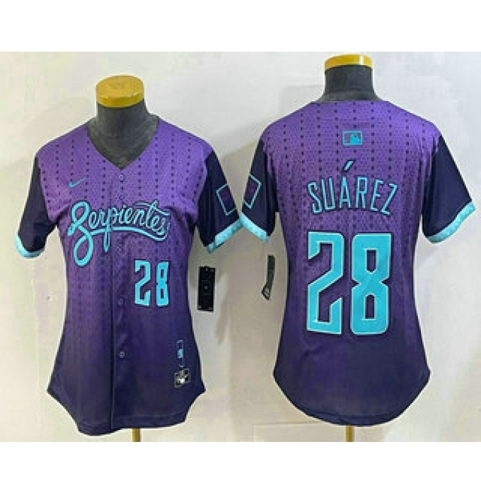Women's Arizona Diamondbacks #28 Eugenio Suarez Number Purple 2025 City Connect Limited Jersey