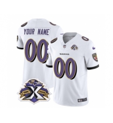 Men's Nike Baltimore Ravens Active Player Custom White 2023 F.U.S.E Throwback Vapor Limited Stitched Jersey
