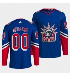 Men's New York Rangers Custom Blue 2022 Reverse Retro Stitched Jersey