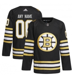 Men's Boston Bruins Custom Black 100th Anniversary Stitched Jersey