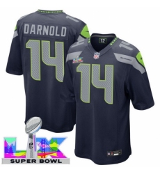 Men's Seattle Seahawks #14 Sam Darnold Blue 2025 2026 Super Bowl LX F U S E Stitched Jersey