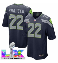 Men's Seattle Seahawks #22 Rashid Shaheed Blue 2025 2026 Super Bowl LX F U S E Stitched Jersey