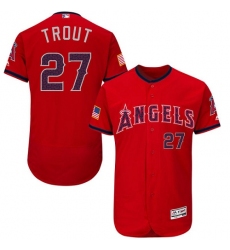 Men's Majestic Los Angeles Angels of Anaheim #27 Mike Trout Authentic Red Fashion Stars & Stripes Flex Base MLB Jersey