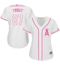 Women's Majestic Los Angeles Angels of Anaheim #27 Mike Trout Replica White Fashion Cool Base MLB Jersey