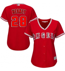 Women's Majestic Los Angeles Angels of Anaheim #28 Andrew Heaney Authentic Red Alternate MLB Jersey
