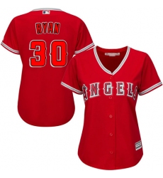 Women's Majestic Los Angeles Angels of Anaheim #30 Nolan Ryan Replica Red Alternate MLB Jersey